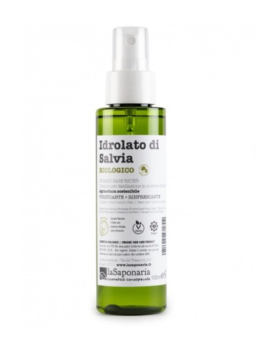 Idrolato di Salvia BIO - Rivitalizzante, deodorante, antibatterico per pelli impure o grasse - La Saponaria