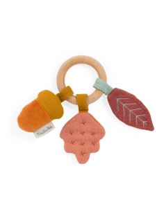Anello Sonaglio in Legno e Cotone - Campanellino e foglia...