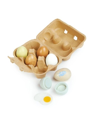 Uova Giocattolo In Legno - Wooden Eggs - Tender Leaf - 6 uova e portauova