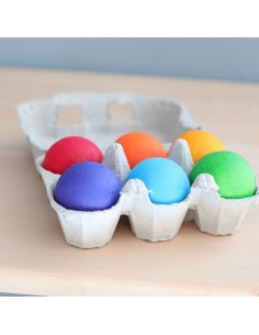Set 6 Palline in Legno Arcobaleno - 6 Palline Grandi...
