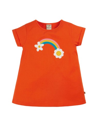 T-Shirt Maniche Corte Lizzie Applique Top - Morbido Cotone Biologico - Frugi - Arcobaleno