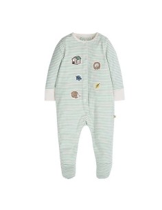 Tutina a Righe Bianche e Verdi - Riccio - 100% Cotone...