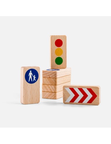 Segnali Stradali in Legno - Road Blocks - Kit 8 Elementi - Waytoplay® - Educazione civica