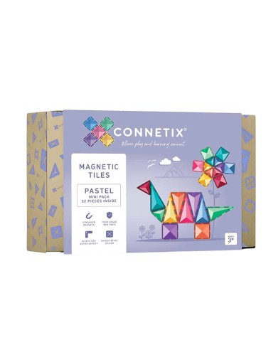 32 Pezzi Costruzioni Magnetiche - Colori Pastello - Apprendimento STEAM - Connetix