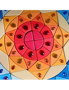 Tavola Mandala Sole - Mandala Sole con Vassoio in legno -... 2