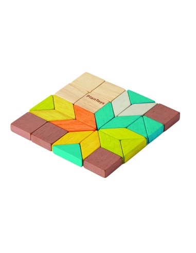 Mini Tessere Mosaico-Puzzle-Legno Ecosostenibile-da Viaggio-Plan Toys