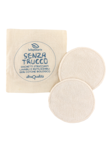 Dischetti Struccanti in COTONE BIO - Set 3 pad lavabili zerowaste - La Saponaria